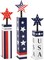 Wooden 4th of July Decorations Set, Red White Blue Decor, Patriotic Memorial Day Tabletop Decor, Labor Day Decorations, Fourth of July Decoration for Home Office Table (Flag Print)